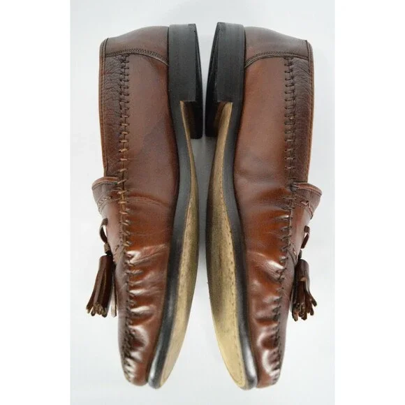 Brass Boot Size 9 Brown Leather Tassel Loafer Moccasin Dress Shoes SPAIN - Picture 10 of 11